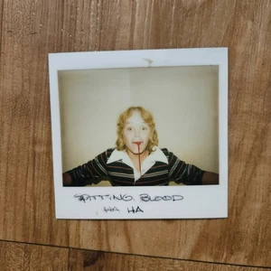 Vintage 1970's Polaroid Photo Of Teen Blonde Boy Fake Blood Dripping From Mouth - Picture 1 of 3