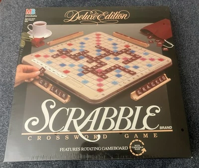 New Milton Bradley 4034 Scrabble Deluxe Edition Board Game SEALED Rotating 1989 - Image 1 of 2