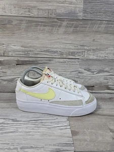 Nike Womens Blazer Low Platform DJ0292-115 White Yellow Sneakers Shoes Size 6 - Picture 1 of 13