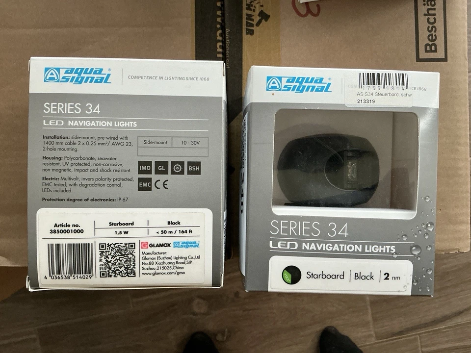 LED-Navigationslicht Aqua Signal AS S34 Steuerbord OVP NP 90 Euro - Bild 1 von 1