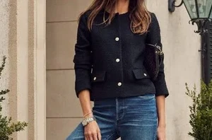 NEW Women’s Black Blazer Tweed Jacket sz Medium - Picture 1 of 5