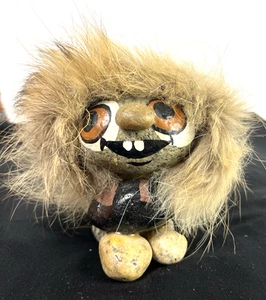 Muñeca Gnomo Troll Vintage Años 70 5" Alto con PELO DE RENO Mascota Rock Hecha en Noruega - Imagen 1 de 9
