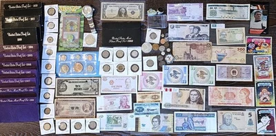 Junk Drawer Lot Coins, Foreign Currency, Jewelry, Silver, Trading Cards Lot #2 - Image 1 of 4