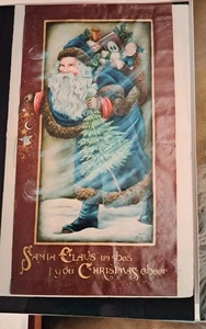 Vintage Decorativo Tole Arte Popular Pintura Patrón Navidad Papá Noel Banner Nuevo en Paquete  - Imagen 1 de 5