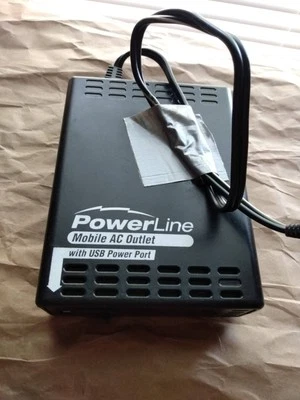 PowerLine Mobile AC 2-Outlet 200W DC to AC Converter Box w USB Power Port - Image 1 of 4