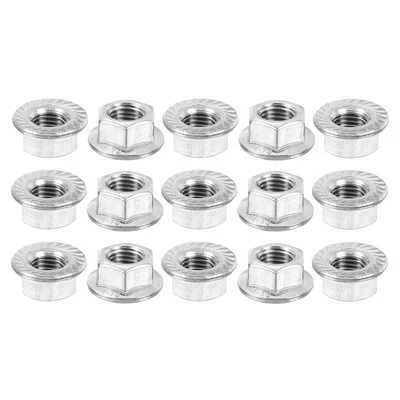 M12x1,5mm Sechskant-Sicherungsmuttern mit geriffelter Flansch, 15stk, silber - Bild 1 von 4