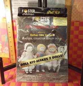 Doll Kit, fa 2 bambole, Foster Children Soft Sculpture dolls, vintage 1983 di Esthe - Foto 1 di 9