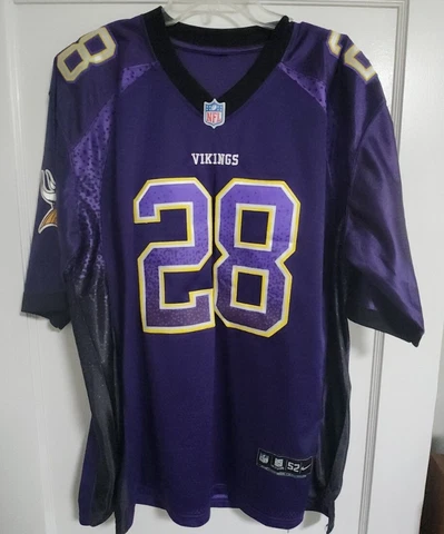 NFL MINNESOTA VIKINGS Purple Jersey Mens SIZE 52 Adrian Peterson #28 Embroidered Cover