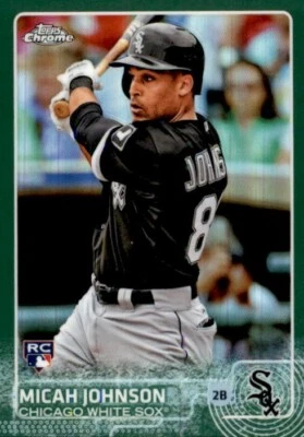 Tarjeta 2015 Topps Chrome Green Refractor Rookie #153 Micah Johnson/99 White Sox Foto 1 de 2