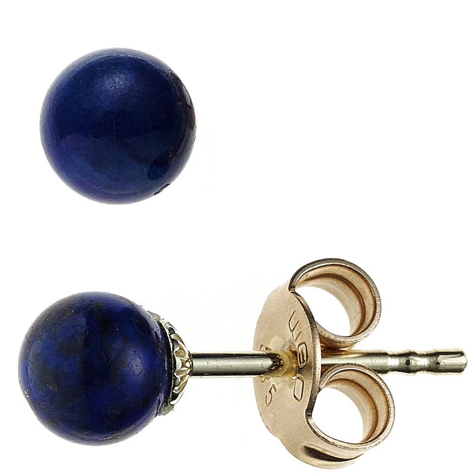 Orecchini Con Lapis-Lazuli Blu 5Mm 585 Oro Giallo Gioielli, Donna - Immagine 1 di 1