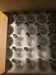 G40 120V 5W bulbs. in each box. Box of 25 G40 Clear 1.6” 5W C7 E12 Base - Picture 1 of 2