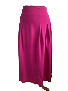 Vintage Diane Von Furstenberg 100% Silk Pleated Midi Skirt Pockets Hot Pink 10 - Picture 1 of 4