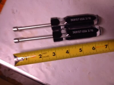 Lot of 2 Master Mechanic 3/16" Nut Driver Hex Head 3" Shaft X 6-1/2" OAL 369157 - Image 1 of 4