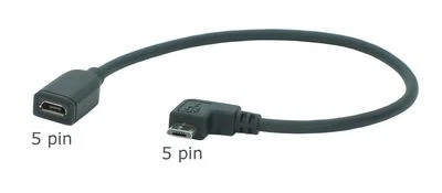 0,2m Micro USB Cavo di Prolunga (5 Pin), Completamente Cablato Con 90° Prese - Immagine 1 di 2