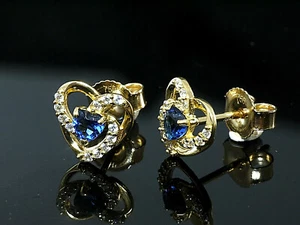 585 Gold kleine Herz Ohrstecker Grösse 7,8 mm mit Herz  Zirkonia Steine - Bild 1 von 4