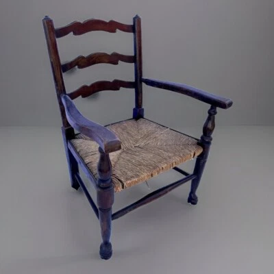 Primitive ANTIQUE 18th Century Wooden Ladder Back Chair - Image 1 of 4