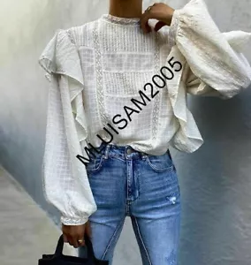 TOP ZARA CON RIBETE DE ENCAJE CRU XS-L REF.7200/224 BLOGGERS FAVORITO - Imagen 1 de 4