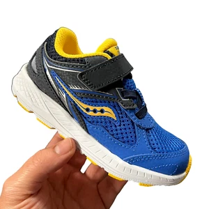 Saucony Toddler Boys Running Shoe Size 7 Blue Yellow Slip on Lightweight & Comfy - Picture 1 of 21