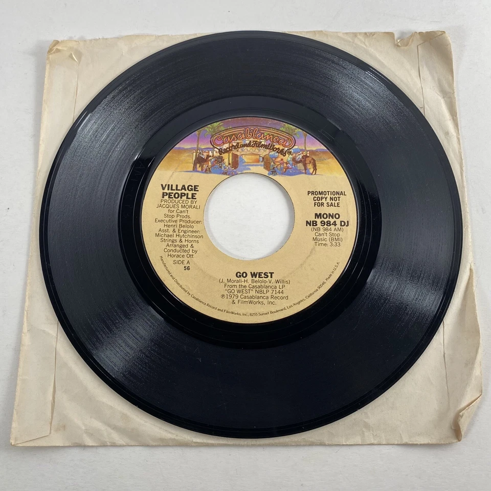 Village People Go West 1979 Mono Promo Casablanca Records 45 RPM Vinyl NB 984 DJ Foto 1 de 4