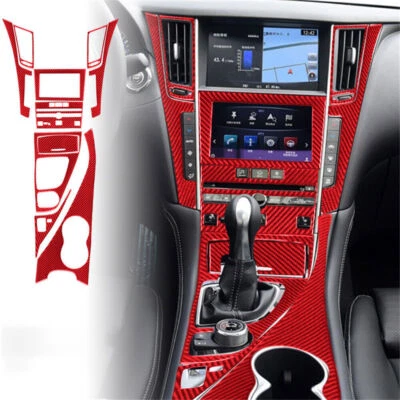 Kit de consola central de fibra de carbono roja para Infiniti Q50 Q60 marco cubierta embellecedor 10 piezas Foto 1 de 4