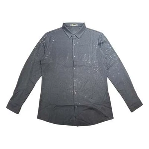 Barocco Black/Black All Over Crystal Button Up Shirt - Picture 1 of 12