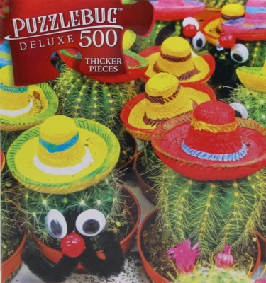 500 Piece Jigsaw Puzzle Cute And Funny Cacti Puzzlebug Deluxe 20 X 12 - Image 1 of 3