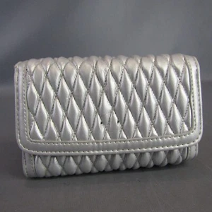 Anne Klein Quilted Leather Wallet 3.75" x 5.75" Clutch Purse Gray Silver - Picture 1 of 5