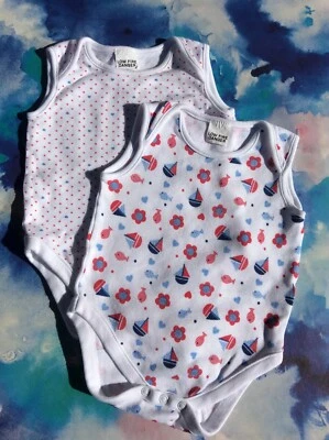 Mothercare baby size 0 6-9 month 2 bodysuits short sleeves preowned GUC unisex - image 1 of 4