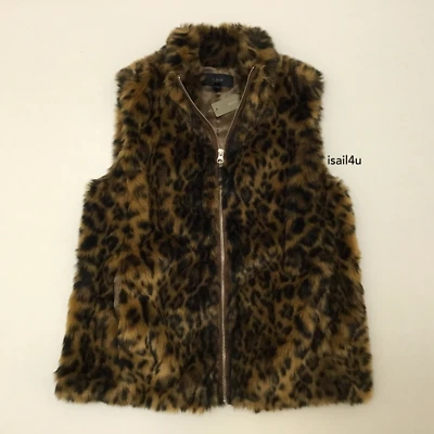 J. Chaleco Crew de piel sintética de leopardo nuevo con etiquetas para mujer talla: XXS, XS, S, M, L, XL Foto 1 de 4