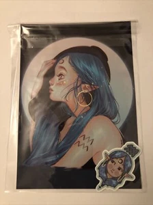 Msshanh Fairy Fantasy Mythical Pixie Art Print With Sticker Blue Hair 20 x 15 cm - Picture 1 of 2