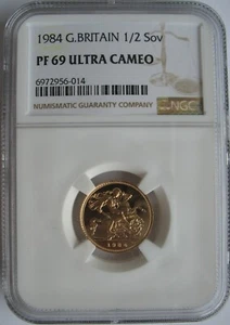Great Britain 1984 Gold 1/2 Sovereign NGC PF-69 Ult. Cameo - Picture 1 of 3