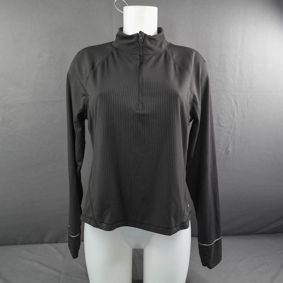 Layer 8 Womens Top Large Black 1/4 Zip Performance Gym Run Yoga Activewear - Image 1 of 4