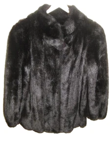 VTG Faux Black Mink Coat by Jordache Sz is approx L Bust 44'' Length 33 - Bild 1 von 14