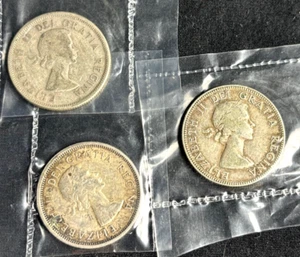 Moneta da 25 centesimi 3 x ~ 19xx Canada - Elisabetta II - 80% argento ~ argento 4,66 g - Foto 1 di 9