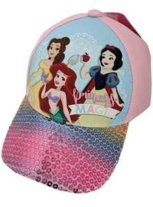 NWT Disney Princess BELLE SNOW WHITE ARIEL MERMAID Pink Girls Baseball Cap Hat - Picture 1 of 2