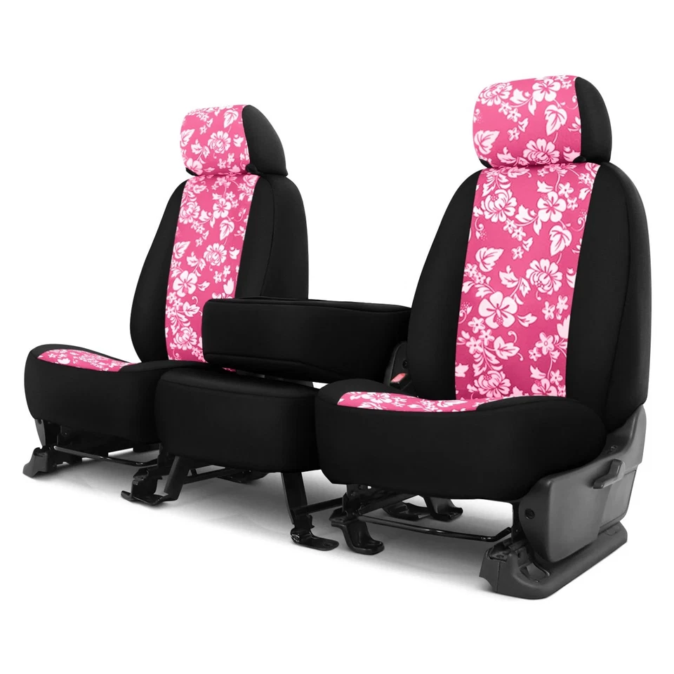 For Chevy Suburban 2500 03-06 Hawaiian 1st Row Pink w Black Custom Seat Covers Foto 1 de 1