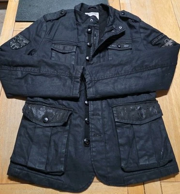Jack & Jones Hombre’s Chaqueta Grande Negra Motocicleta Bombardero Calce Ajustado Estilo Grunge Foto 1 de 4