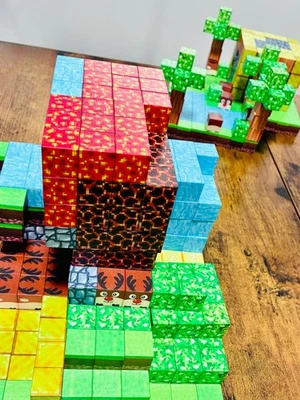 Juego Mundial Bloques Magnéticos Minecraft 128 Piezas, Juguetes de Construcción STEM Foto 1 de 4