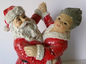 Santa and Mrs Claus tanzende Weihnachtsfigur Herzstück 9,75" groß Glitzer - Bild 1 von 7