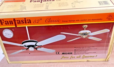 Fantasia 52" Classic Hi-Tech Ceiling Fan Dual Mount NOS SKU 110026 No Light 1995 - Image 1 of 4