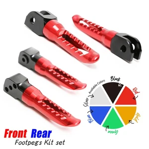 Red BOB Billet Front Rear Foot Pegs For FZ6 S Fazer 04-09 10 11 12 13 14 15 16 - Picture 1 of 6