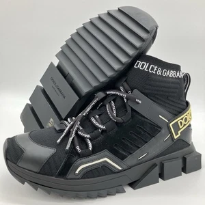 CS1719-AA908 Dolce & Gabbana Sorrento High Top Trekking Sneakers Black Size 10.5 - Picture 1 of 14