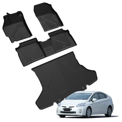 Floor Mats & Cargo Mat for Toyota Prius 2010 2011 All Weather 1st & 2nd Row Mats - Изображение 1 из 4