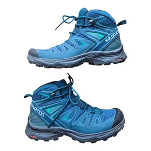 Salomon X Ultra 3 Mid GTX Hiking Boots Blue Teal Women’s Sz 8.5 Waterproof Trail - Picture 1 of 5