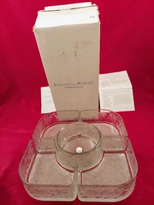 Princess House #513 6 Pieces Fantasia Crystal Chip & Dip Set Made in USA NEW NIB - Picture 1 of 13