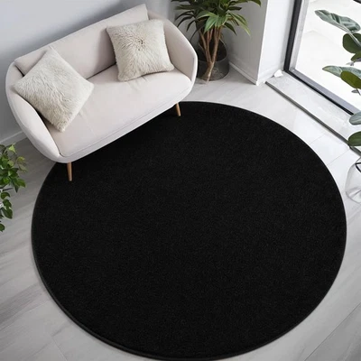 Black Round Area Rugs for Living Room Bedroom, 4x4 Feet Ultra Soft Memory Foa... - Image 1 of 4