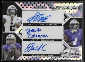 2024 LEAF DEMOND WILLIAMS JONAH COLEMAN GILES JACKSON TRIPLE AUTO AUTOGRAPH #/10 - Picture 1 of 2