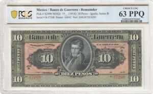 Mexico, Banco de Guerrero P#S299b M362r 19__ (1914) 10 Pesos PCGS Ch. UNC 63 PPQ