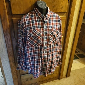 Duluth Trading Mens Lightweight Flannel Shirt Sz.Large/Red, White & Blue Plaid - Picture 1 of 5