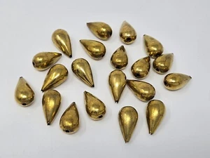 20 pcs Vintage 24mm Brass Gold Hollow Metal Teadrop Beads Crafts Jewelry - Picture 1 of 2